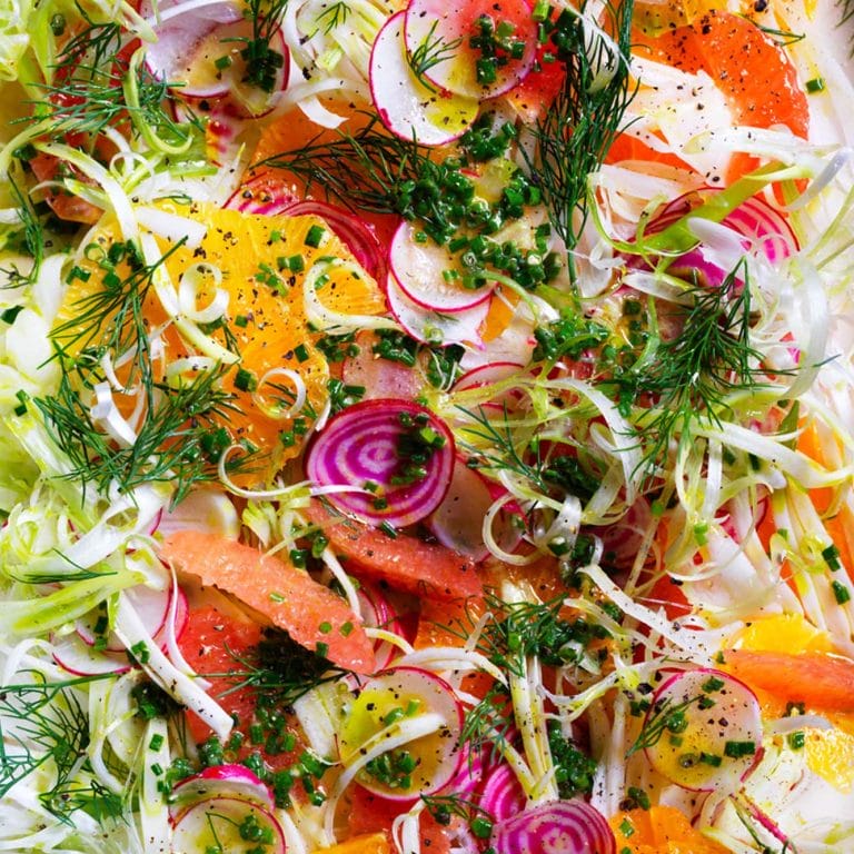 Fennel & citrus salad with smoky spring onion dressing