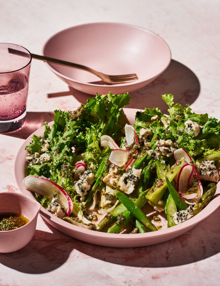 Asparagus and radish salad with caper vinaigrette