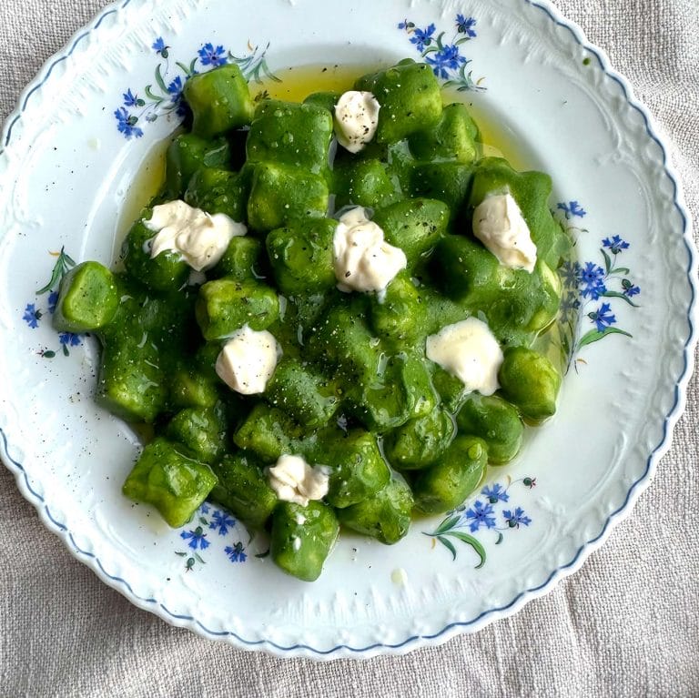 Broccoli and spinach gnocchi