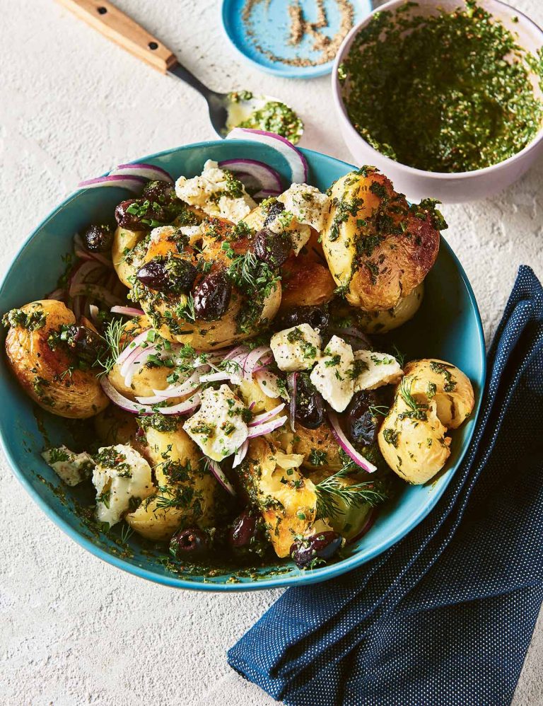 Potato crack salad with feta crumble