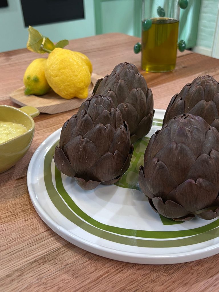 Steamed artichoke with bitter lemon emulsion